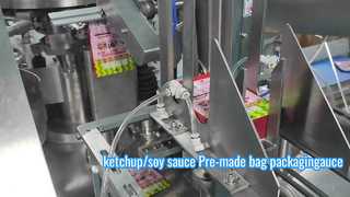 Verpackungsmaschine für vorgefertigte Saucenbeutel, vierseitige Flachbeutelverpackungsmaschine